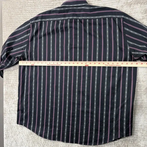 Robert Graham Mens‎ XXL Button Down Shirt Black Pink Gray Striped Long Sleeve - Picture 9 of 10